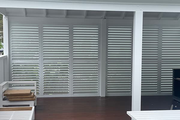Aluminium shutters in a Brisbane patio